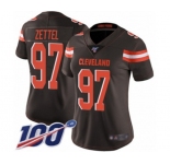 Women's Cleveland Browns #97 Anthony Zettel Brown Team Color Vapor Untouchable Limited Player 100th Season Football Jersey