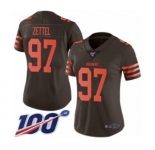 Women's Cleveland Browns #97 Anthony Zettel Limited Brown Rush Vapor Untouchable 100th Season Football Jersey