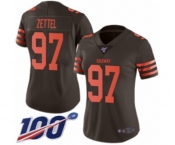 Women's Cleveland Browns #97 Anthony Zettel Limited Brown Rush Vapor Untouchable 100th Season Football Jersey