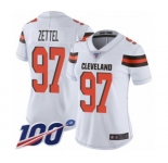 Women's Cleveland Browns #97 Anthony Zettel White Vapor Untouchable Limited Player 100th Season Football Jersey