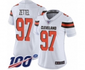 Women's Cleveland Browns #97 Anthony Zettel White Vapor Untouchable Limited Player 100th Season Football Jersey