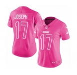 Women's Nike Cleveland Browns #17 Greg Joseph Limited Pink Rush Fashion NFL Jersey