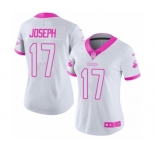 Women's Nike Cleveland Browns #17 Greg Joseph Limited White Pink Rush Fashion NFL Jersey