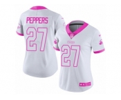 Women's Nike Cleveland Browns #27 Jabrill Peppers Limited White Pink Rush Fashion NFL Jersey