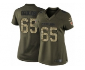 Women's Nike Cleveland Browns #65 Larry Ogunjobi Limited Green Salute to Service NFL Jersey