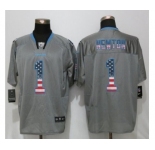 Men Nike Carolina Panthers #1 Cam Newton USA Flag Fashion Gray Elite Jerseys