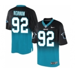 Men's Nike Carolina Panthers #92 Vernon Butler Elite Black Blue Fadeaway NFL Jersey