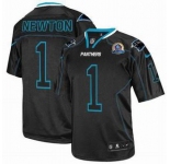 nike nfl jerseys carolina panthers #1 newton black[Elite lights out 50th Patch]