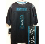 nike nfl jerseys carolina panthers #1 newton black[Elite lights out signature]