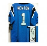 nike nfl jerseys carolina panthers #1 newton blue[Elite signature]