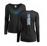 NFL Women's Nike Carolina Panthers #12 DJ Moore Black Backer Slim Fit Long Sleeve T-Shirt