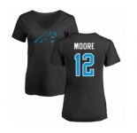 NFL Women's Nike Carolina Panthers #12 DJ Moore Black Name & Number Logo Slim Fit T-Shirt