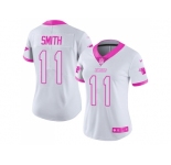 Women Nike Carolina Panthers #11 Torrey Smith White Pink Stitched NFL Limited Rush Fashion Jersey