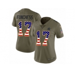 Women Nike Carolina Panthers #17 Devin Funchess Limited Olive USA Flag 2017 Salute to Service NFL Jersey