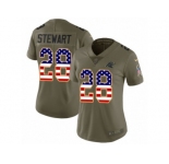 Women Nike Carolina Panthers #28 Jonathan Stewart Limited Olive USA Flag 2017 Salute to Service NFL Jersey