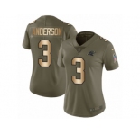Women Nike Carolina Panthers #3 Derek Anderson Limited Olive Gold 2017 Salute to Service NFL Jersey