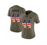 Women Nike Carolina Panthers #44 J.J. Jansen Limited Olive USA Flag 2017 Salute to Service NFL Jersey