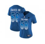 Women Nike Carolina Panthers #58 Thomas Davis Sr Royal Stitched NFL Limited NFC 2018 Pro Bowl Jersey