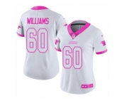 Women Nike Carolina Panthers #60 Daryl Williams Limited White Pink Rush Fashion NFL Jersey