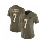 Women Nike Carolina Panthers #7 Harrison Butker Limited Oliv Gold 2017 Salute to Service NFL Jersey