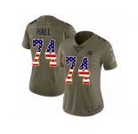 Women Nike Carolina Panthers #74 Daeshon Hall Limited Olive USA Flag 2017 Salute to Service NFL Jersey