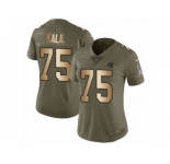 Women Nike Carolina Panthers #75 Matt Kalil Limited Olive Gold 2017 Salute to Service NFL Jersey