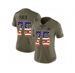 Women Nike Carolina Panthers #75 Matt Kalil Limited Olive USA Flag 2017 Salute to Service NFL Jersey