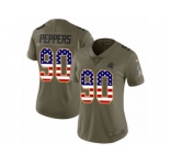 Women Nike Carolina Panthers #90 Julius Peppers Limited Olive USA Flag 2017 Salute to Service NFL Jersey