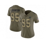 Women Nike Carolina Panthers #95 Charles Johnson Limited Olive Camo 2017 Salute to Service NFL Jersey