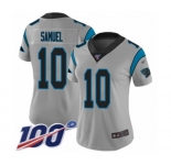 Women's Carolina Panthers #10 Curtis Samuel Silver Inverted Legend Limited 100th Season Football Jersey