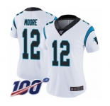 Women's Carolina Panthers #12 DJ Moore White Vapor Untouchable Limited Player 100th Season Football Jersey