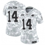 Women's Carolina Panthers #14 Andy Dalton 2024 F.U.S.E Arctic Camo Salute To Service Limited Stitched Football Jersey