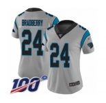 Women's Carolina Panthers #24 James Bradberry Silver Inverted Legend Limited 100th Season Football Jersey