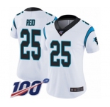 Women's Carolina Panthers #25 Eric Reid White Vapor Untouchable Limited Player 100th Season Football Jersey