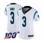 Women's Carolina Panthers #3 Will Grier White Vapor Untouchable Limited Player 100th Season Football Jersey