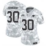 Women's Carolina Panthers #30 Chuba Hubbard 2024 F.U.S.E Arctic Camo Salute To Service Limited Stitched Football Jersey