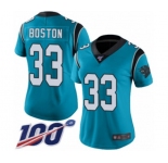Women's Carolina Panthers #33 Tre Boston Limited Blue Rush Vapor Untouchable 100th Season Football Jersey