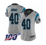 Women's Carolina Panthers #40 Alex Armah Silver Inverted Legend Limited 100th Season Football Jersey