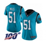 Women's Carolina Panthers #51 Sam Mills Blue Alternate Vapor Untouchable Limited Player 100th Season Football Jersey