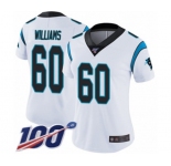 Women's Carolina Panthers #60 Daryl Williams White Vapor Untouchable Limited Player 100th Season Football Jersey