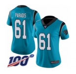 Women's Carolina Panthers #61 Matt Paradis Limited Blue Rush Vapor Untouchable 100th Season Football Jersey