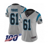 Women's Carolina Panthers #61 Matt Paradis Silver Inverted Legend Limited 100th Season Football Jersey