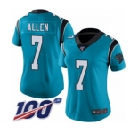 Women's Carolina Panthers #7 Kyle Allen Limited Blue Rush Vapor Untouchable 100th Season Football Jersey