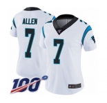Women's Carolina Panthers #7 Kyle Allen White Vapor Untouchable Limited Player 100th Season Football Jersey
