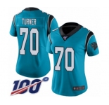 Women's Carolina Panthers #70 Trai Turner Blue Alternate Vapor Untouchable Limited Player 100th Season Football Jersey