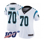 Women's Carolina Panthers #70 Trai Turner White Vapor Untouchable Limited Player 100th Season Football Jersey