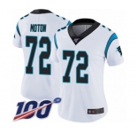 Women's Carolina Panthers #72 Taylor Moton White Vapor Untouchable Limited Player 100th Season Football Jersey