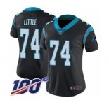 Women's Carolina Panthers #74 Greg Little Black Team Color Vapor Untouchable Limited Player 100th Season Football Jersey