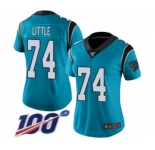 Women's Carolina Panthers #74 Greg Little Blue Alternate Vapor Untouchable Limited Player 100th Season Football Jersey