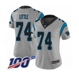 Women's Carolina Panthers #74 Greg Little Silver Inverted Legend Limited 100th Season Football Jersey